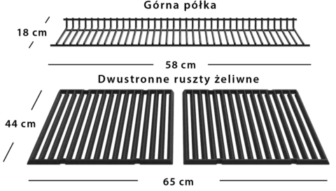 Polgrill-wymiary-polki-gornej-oraz-rusztow-crown-pellet-seria-400